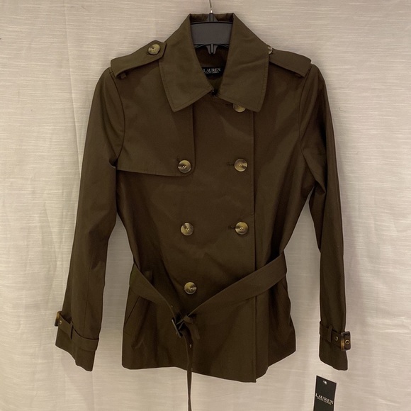 Ralph Lauren 24” DB Belted Trench Coat Moss - Picture 3 of 8